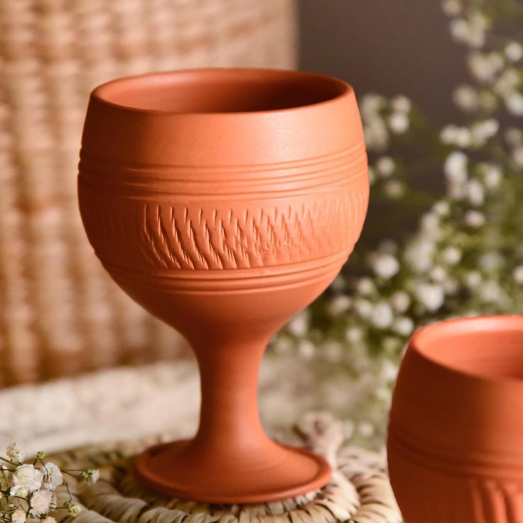 Terracotta Handmade Clay Wine Glass Tumblers